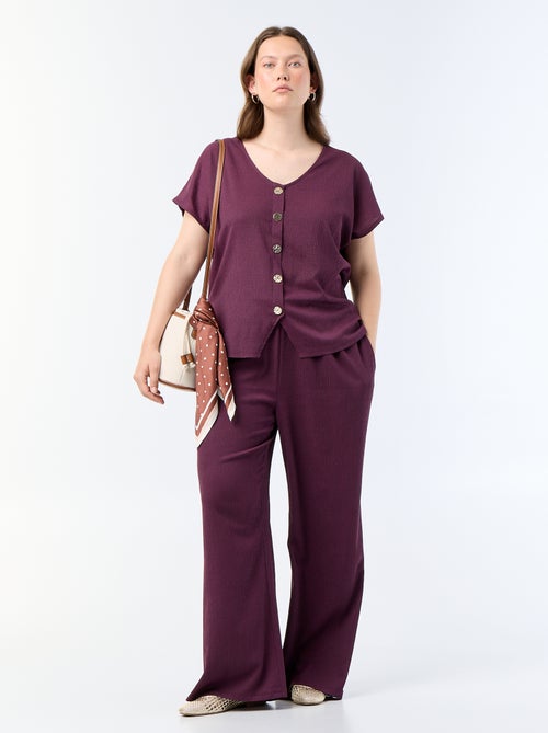 Pantalón ancho de punto crepé - Kiabi