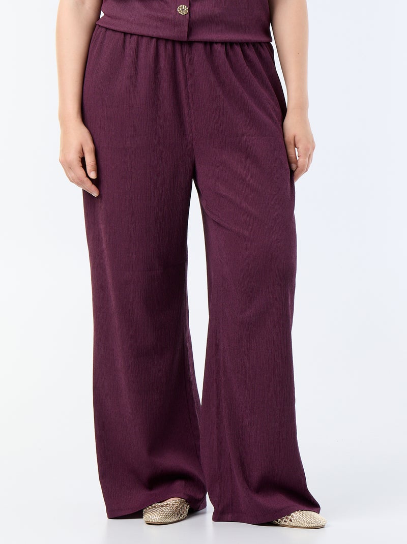 Pantalón ancho de punto crepé Purpura - Kiabi