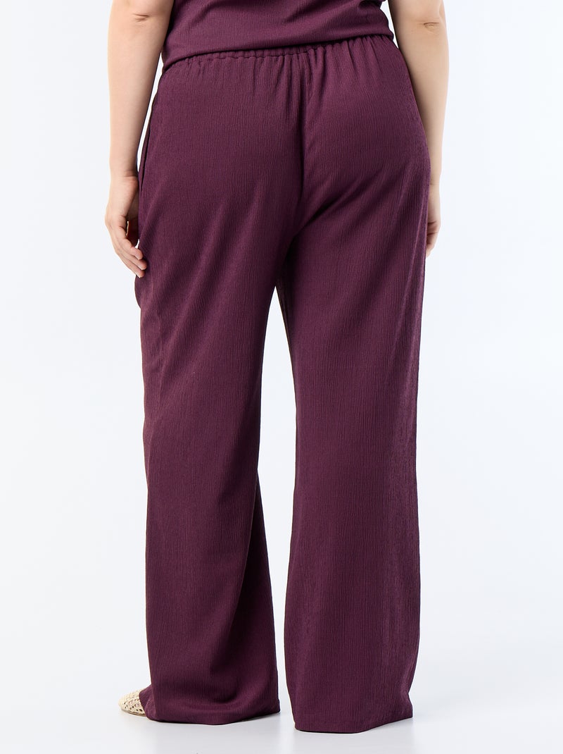 Pantalón ancho de punto crepé Purpura - Kiabi
