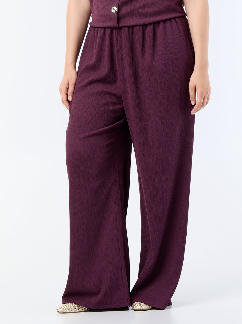 Pantalón ancho de punto crepé Purpura - Kiabi