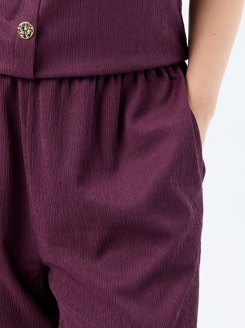 Pantalón ancho de punto crepé Purpura - Kiabi