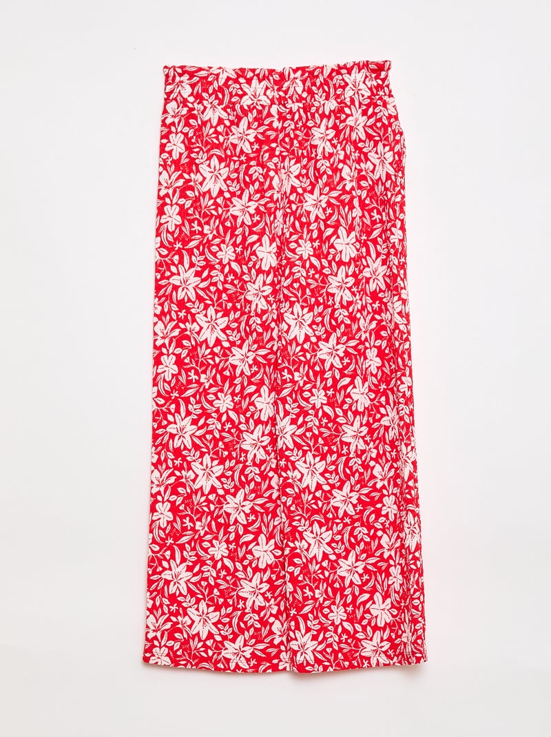 Pantalón ancho de punto crepé Rojo - Kiabi