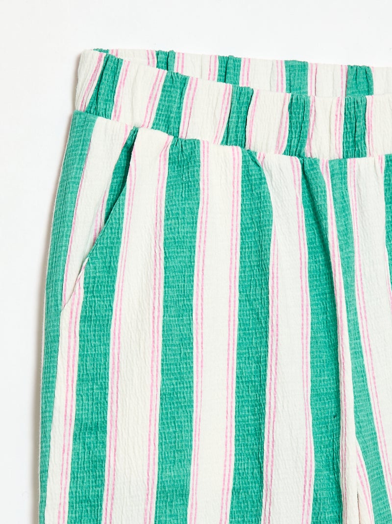 Pantalón ancho de punto crepé Verde - Kiabi