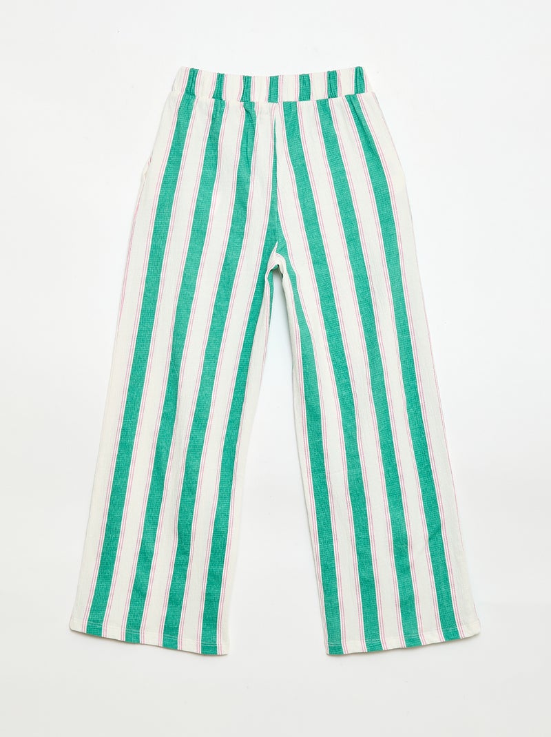 Pantalón ancho de punto crepé Verde - Kiabi