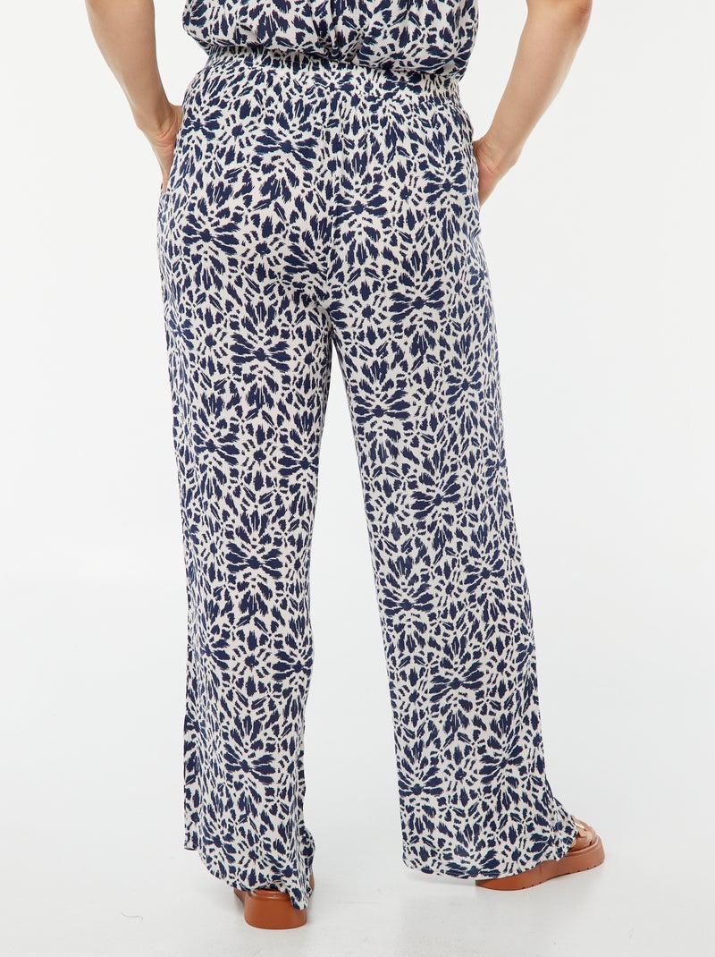 Pantalón ancho de punto de crepé AZUL - Kiabi