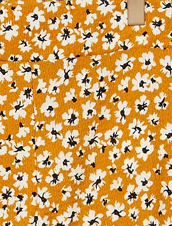 Pantalón ancho de punto de crepé elástico con flores - AMARILLO - Kiabi -  10.00€