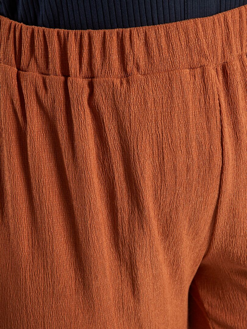 Pantalón ancho de punto de crepé MARRON - Kiabi