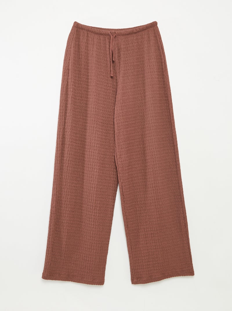 Pantalón ancho de punto de crepé Marron - Kiabi