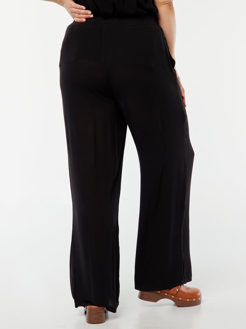Pantalón ancho de punto de crepé negro - Kiabi