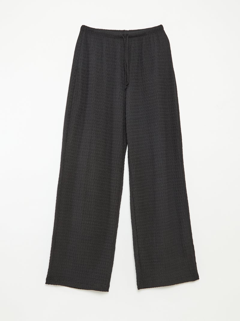 Pantalón ancho de punto de crepé negro - Kiabi