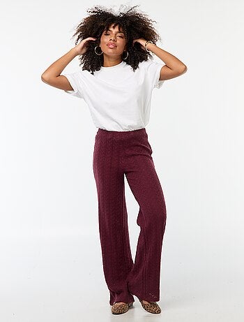 Pantalón ancho de punto de croché