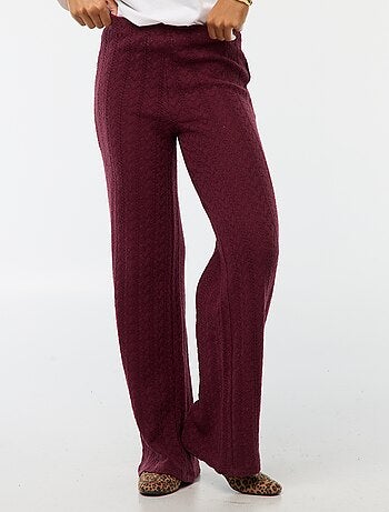 Pantalón ancho de punto de croché
