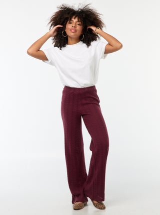 Pantalón ancho de punto de croché