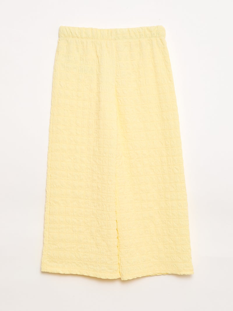 Pantalón ancho de punto elástico Amarillo - Kiabi