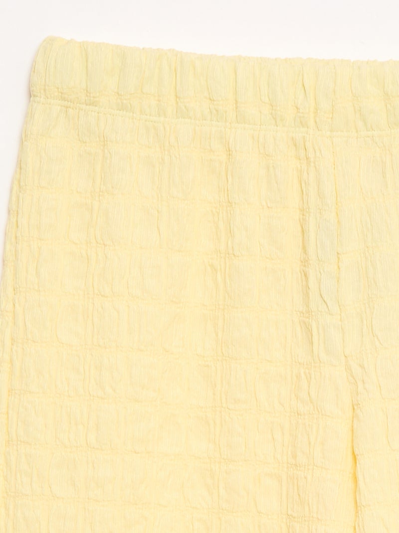 Pantalón ancho de punto elástico Amarillo - Kiabi