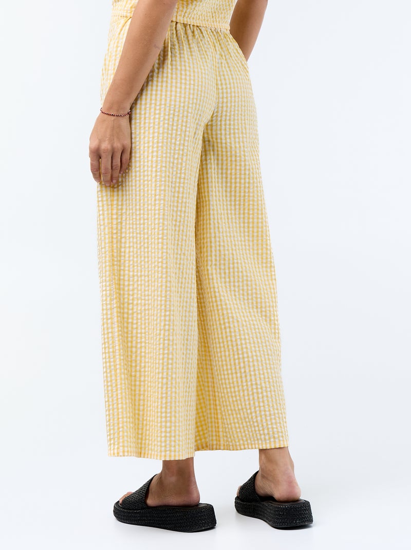 Pantalón ancho de punto gofrado Amarillo - Kiabi