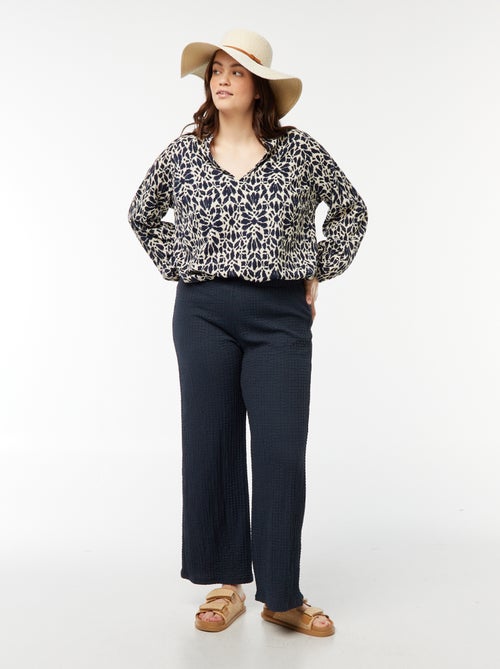 Pantalón ancho de punto gofrado - Kiabi