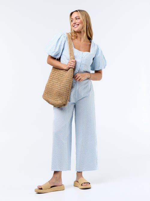 Pantalón ancho de punto gofrado - Kiabi