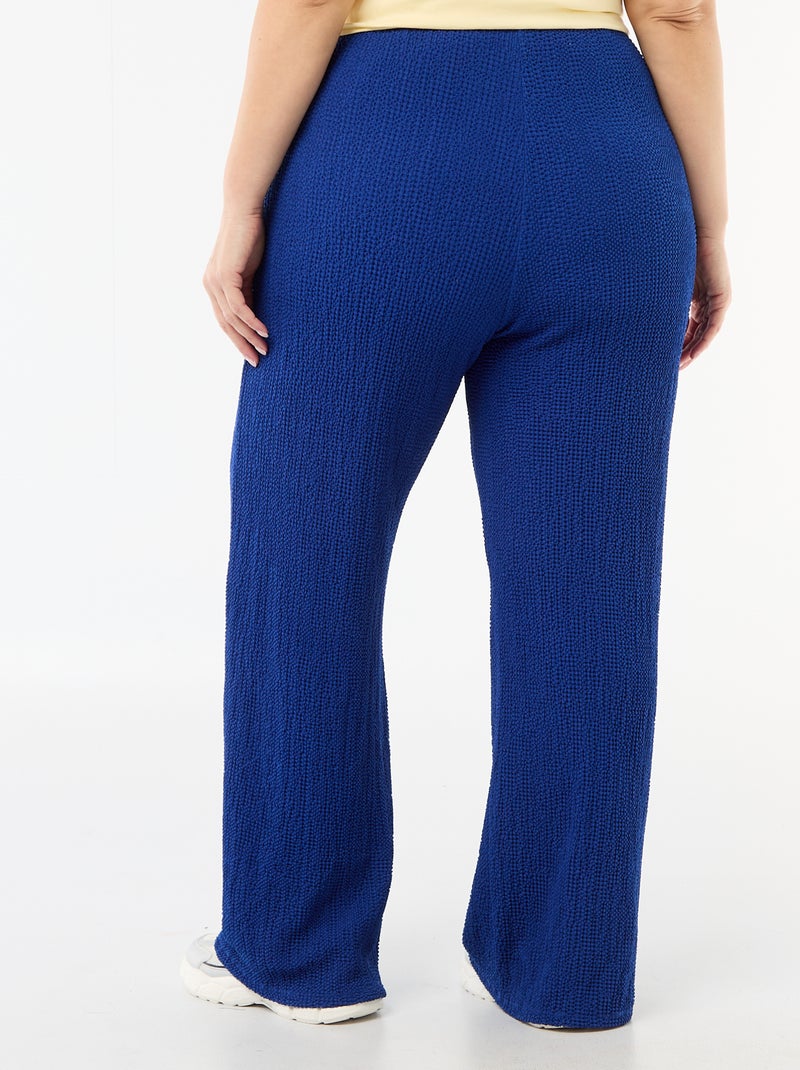 Pantalón ancho de punto gofrado Azul - Kiabi