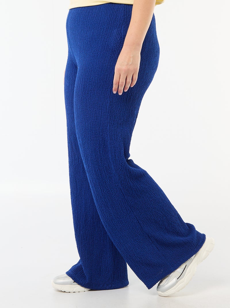 Pantalón ancho de punto gofrado Azul - Kiabi