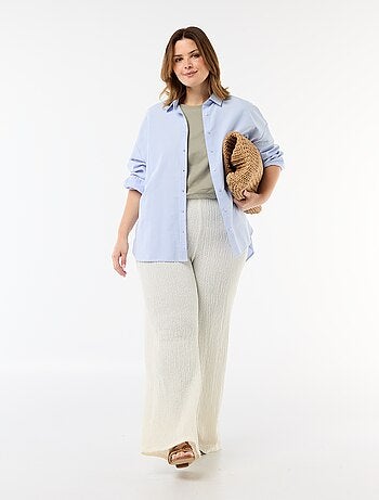 Pantalón ancho de punto gofrado