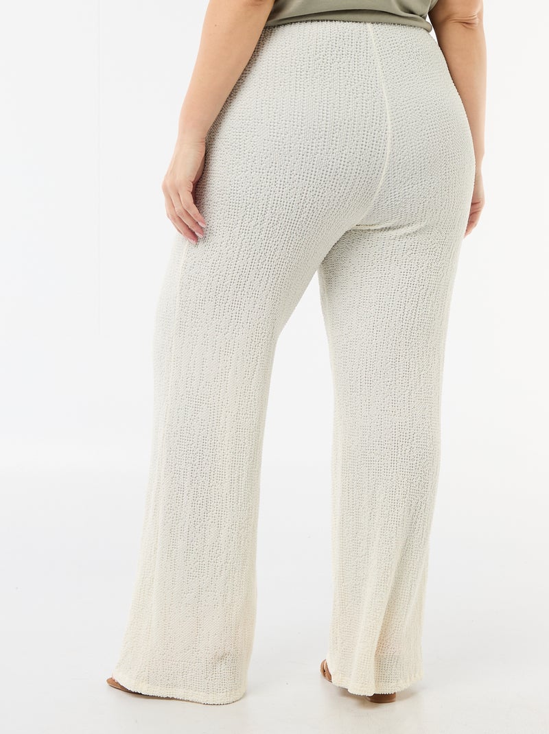 Pantalón ancho de punto gofrado Blanco - Kiabi