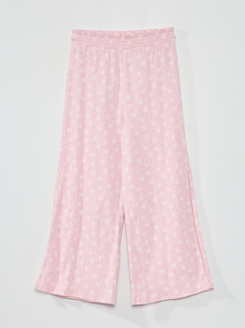Pantalón ancho de punto gofrado con aberturas BLANCO - Kiabi