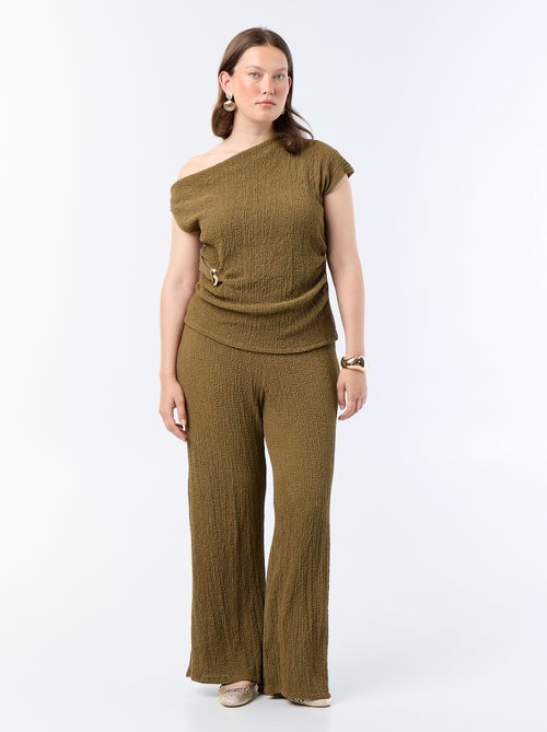 Pantalón ancho de punto gofrado - Kiabi