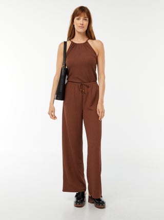Pantalón ancho de punto gofrado