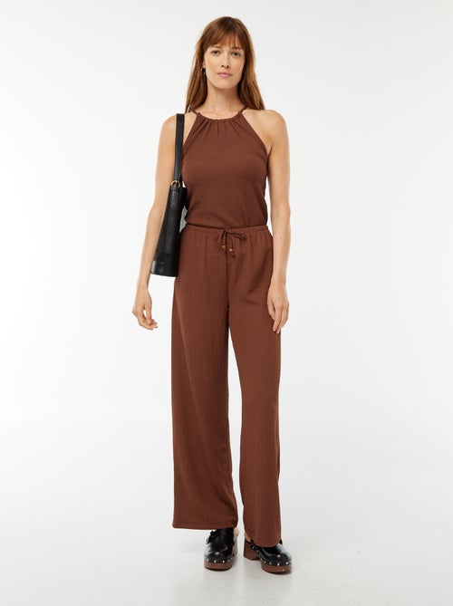Pantalón ancho de punto gofrado - Kiabi