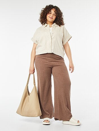 Pantalón ancho de punto gofrado
