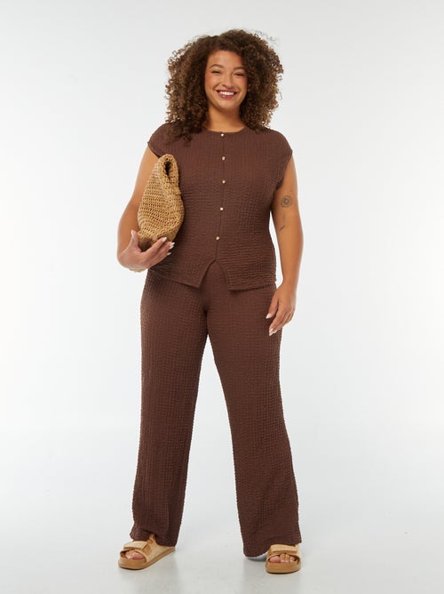 Pantalón ancho de punto gofrado - Kiabi