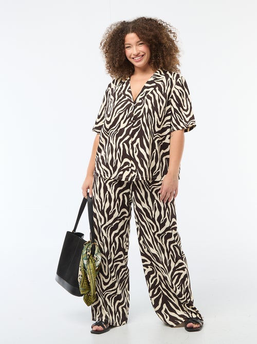 Pantalón ancho de punto gofrado - Kiabi