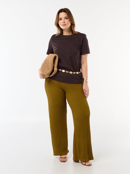 Pantalón ancho de punto gofrado - Kiabi