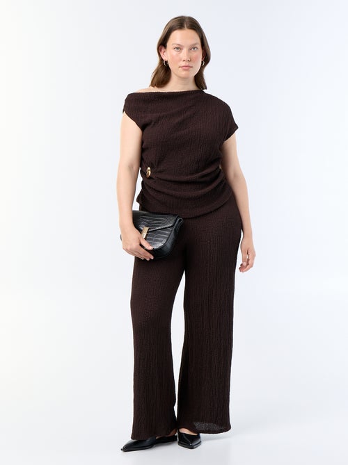 Pantalón ancho de punto gofrado - Kiabi