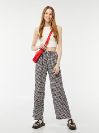 Pantalón ancho de punto gofrado