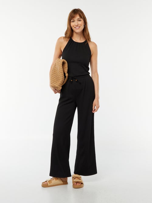Pantalón ancho de punto gofrado - Kiabi