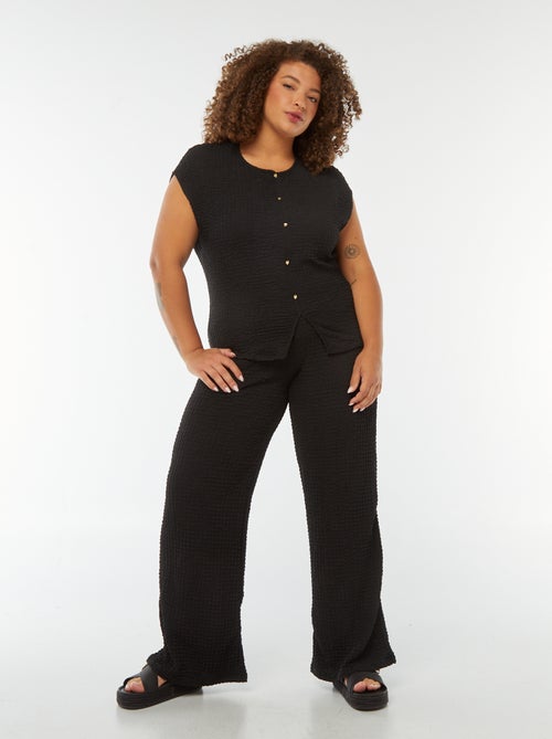 Pantalón ancho de punto gofrado - Kiabi