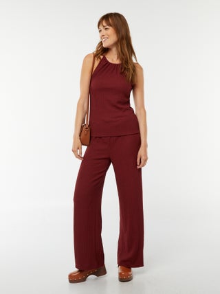 Pantalón ancho de punto gofrado