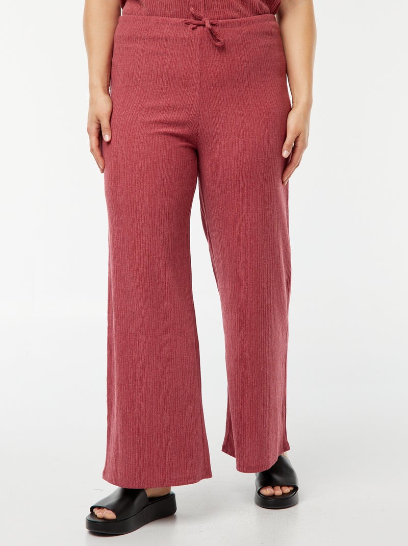 Pantalón ancho de punto gofrado Rojo - Kiabi
