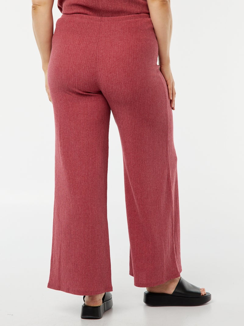 Pantalón ancho de punto gofrado Rojo - Kiabi