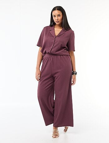 Pantalón ancho de punto gofrado