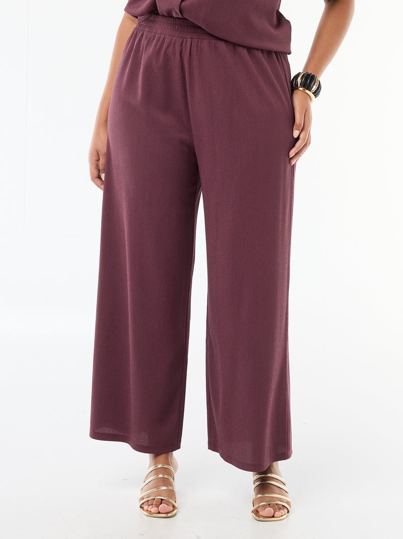 Pantalón ancho de punto gofrado Rosa - Kiabi