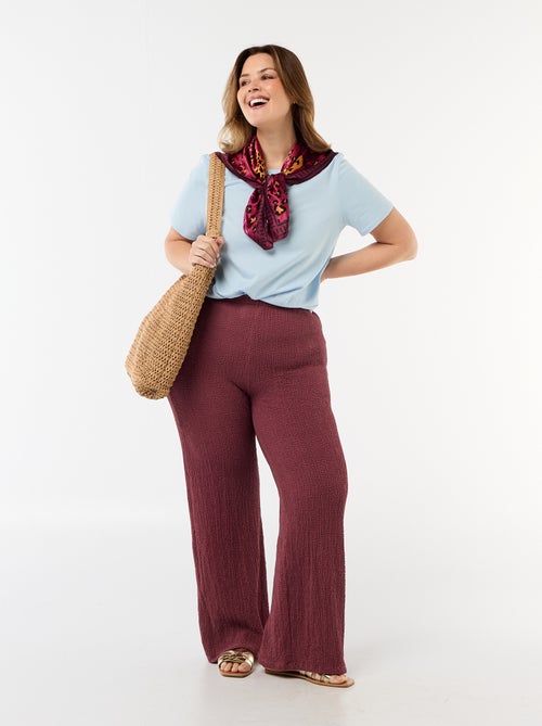 Pantalón ancho de punto gofrado - Kiabi