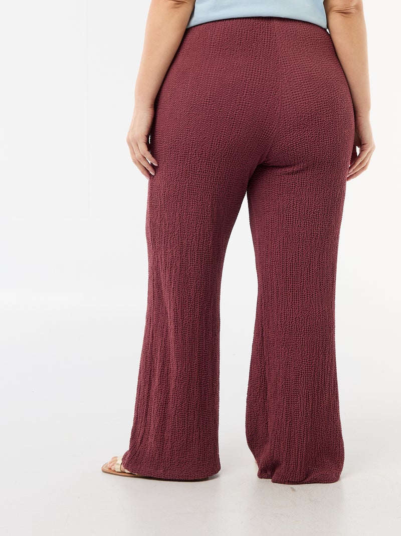 Pantalón ancho de punto gofrado Rosa - Kiabi