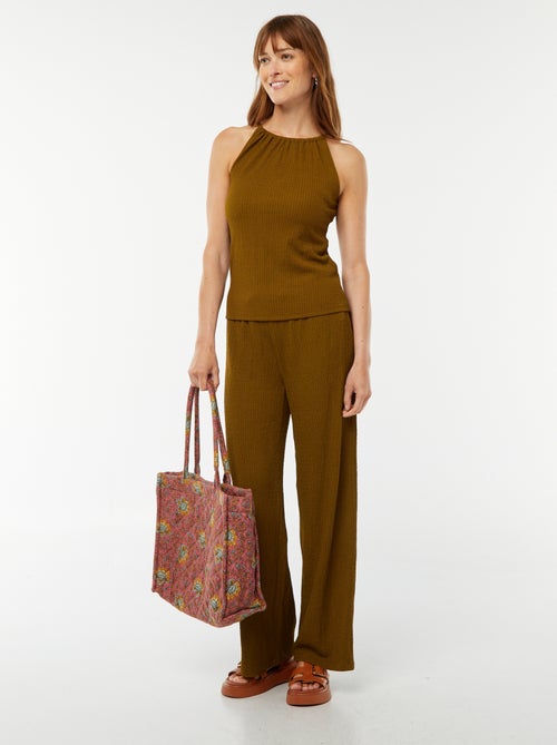 Pantalón ancho de punto gofrado - Kiabi