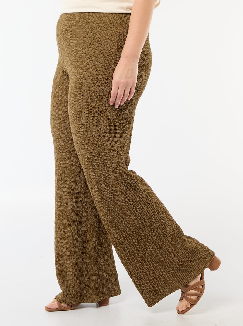 Pantalón ancho de punto gofrado Verde - Kiabi