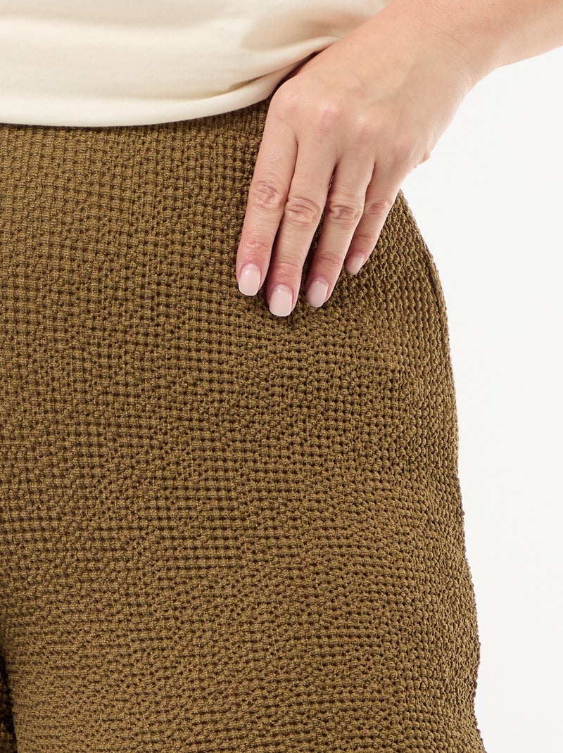 Pantalón ancho de punto gofrado Verde - Kiabi