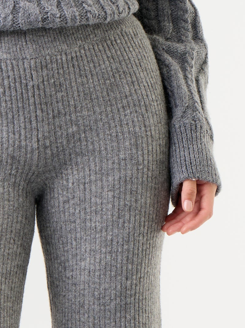 Pantalón ancho de punto Gris - Kiabi