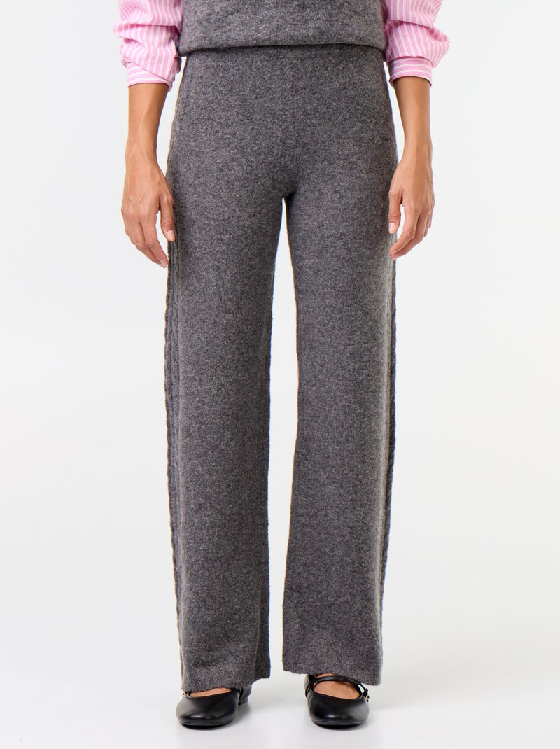 Pantalón ancho de punto Gris - Kiabi